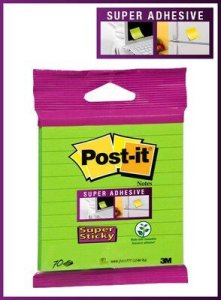 Karteczki samoprzylepne POST-IT Super sticky, XL, w linię, 101x101mm, 70 kart., zawieszka, zielone 2