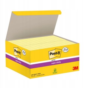 Karteczki samoprzylepne Post-it® Super Sticky (622-SSCY-24VP), 47,6x47,6mm, 21x90 kart.+3x90 kart. gratis, żółte 3