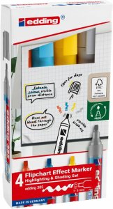 Marker do efektów na flipchartach e-385 EDDING, 4 szt., mix kolorów 1