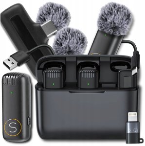 Zestaw Mikrofonów Bezprzewodowych do Smartfon iPhone USB C + Etui ładujące 1