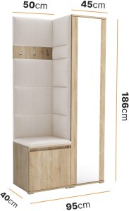 Tapicerowana garderoba Noris VI z lustrem - sonoma + tkanina Trinity 28 3