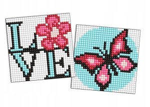 Diamentowa mozaika na magnesie IDEYKA, 9x9 cm, kids, pełen wdzieku motyl, 2 szt. 1