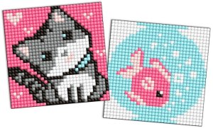 Diamentowa mozaika na magnesie IDEYKA, 9x9 cm, kids, ryba i kotek, 2 szt. 4