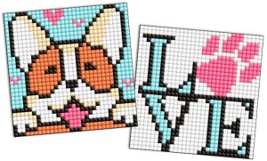 Diamentowa mozaika na naklejce IDEYKA, 9x9 cm, kids, uroczy mały piesek, 2 szt. 4