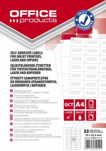 Etykiety OFFICE PRODUCTS, 70x25,4mm, białe, 100 ark. 1