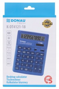 Kalkulator biurowy DONAU TECH, 12-cyfr. wyświetlacz, wym. 190x143x40 mm, granatowy 2