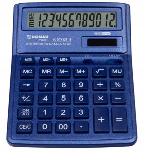 Kalkulator biurowy DONAU TECH, 12-cyfr. wyświetlacz, wym. 190x143x40 mm, granatowy 3