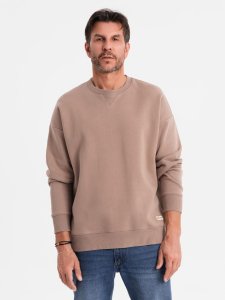 Klasyczna dresowa bluza unisex z okrągłym dekoltem  brązowa V16 OU-SNBC-0104 M/L 1