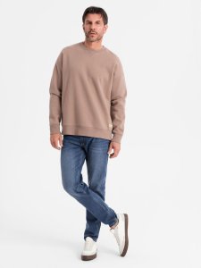 Klasyczna dresowa bluza unisex z okrągłym dekoltem  brązowa V16 OU-SNBC-0104 XL/XXL 3