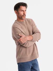 Klasyczna dresowa bluza unisex z okrągłym dekoltem  brązowa V16 OU-SNBC-0104 XL/XXL 4