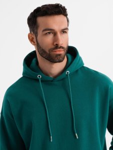Dresowa bluza unisex z kieszeniami i kapturem  ciemnozielona V17 OU-SNBC-0105 M/L 2