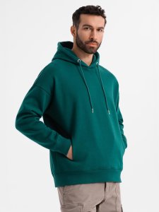 Dresowa bluza unisex z kieszeniami i kapturem  ciemnozielona V17 OU-SNBC-0105 M/L 4