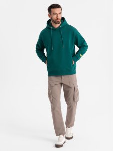Dresowa bluza unisex z kieszeniami i kapturem  ciemnozielona V17 OU-SNBC-0105 M/L 5