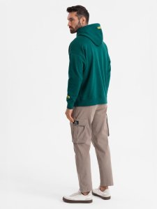 Dresowa bluza unisex z kieszeniami i kapturem  ciemnozielona V17 OU-SNBC-0105 M/L 7