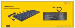 DELOCK USB Tastatur kabelgebunden 1.5m schwarz mit XXL Buchstaben und Beleuchtung 4
