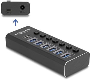 HUB USB Delock DELOCK 7 Port USB Hub mit 4 Ports 10 Gbps und 4 Schnellladeports 5 Gbps mit Schalter und Beleuchtung 2