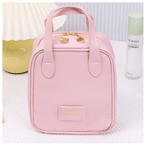 Aptel Kosmetyczka organizer na kosmetyki z rączką 17x7x19cm różowa KS128R 5
