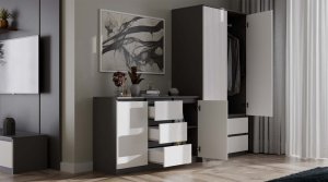 Topeshop Szafa Malwa SS-90 ANTRACYT BIEL 17