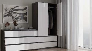 Topeshop Szafa Malwa SS-90 ANTRACYT BIEL 19
