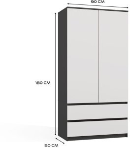 Topeshop Szafa Malwa SS-90 ANTRACYT BIEL 3