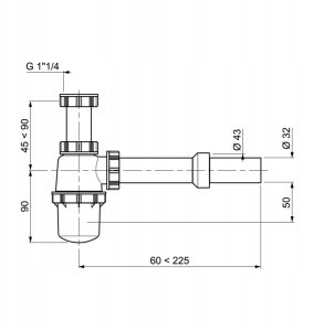 Wirquin syfon umywalkowy butelkowy 1 1/4"x32 mm bez spustu 31580101 2