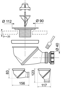 Wirquin syfon brodzikowy James fi 90 mm czyszczony od góry (worek) 34230004 3