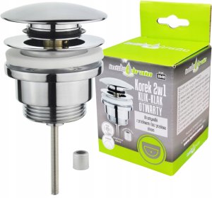 Instadrain korek 2 w 1 klik-klak/otwarty do umywalki z przelewem i bez przelewu, chrom 2848 3