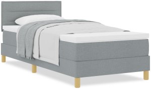 vidaXL Łóżko z pudełkiem sprężynowym z materacem Jasnoszary 90x200 cm Tkanina 4