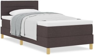 vidaXL Tapicerowane łóżko z materacem w ciemnym brązie 90x200 cm z tkaniny 4