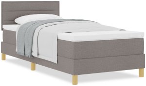 vidaXL Łóżko z materacem Taupe 90x200 cm Tkanina 4