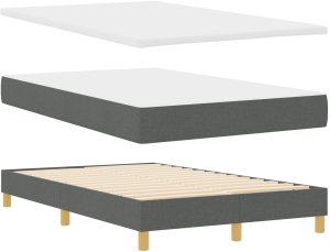 vidaXL Łóżko sprężynowe z materacem Ciemnoszare 120x200 cm Tkanina 6