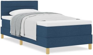 vidaXL Łóżko Sprężynowe z Materacem Niebieskie 100x200 cm Tkanina 4