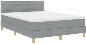 vidaXL Łóżko sprężynowe z materacem Jasnoszare 140x200 cm Tkanina 3