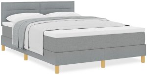vidaXL Łóżko sprężynowe z materacem Jasnoszare 140x200 cm Tkanina 4