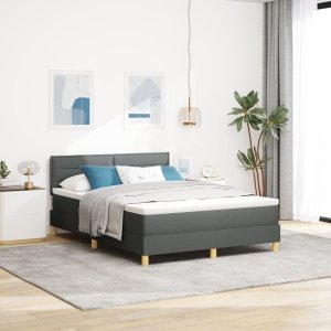 vidaXL Łóżko sprężynowe z materacem ciemnoszary 140x200 cm tkanina 1