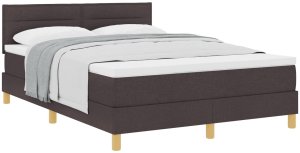 vidaXL Łóżko z box spring z materacem ciemnobrązowym 140x200 cm Tkanina 2