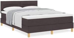 vidaXL Łóżko z box spring z materacem ciemnobrązowym 140x200 cm Tkanina 4