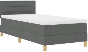 vidaXL Łóżko Box Spring z materacem ciemnoszarym 90x200 cm tkanina 3