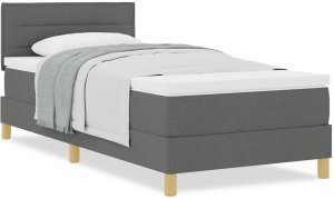vidaXL Łóżko Box Spring z materacem ciemnoszarym 90x200 cm tkanina 4