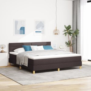 vidaXL Łóżko sprężynowe  z materacem Ciemnobrązowe 180x200 cm Tkanina 1