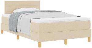 vidaXL Łóżko Box Spring z materacem kremowym 120x200 cm tkanina 2
