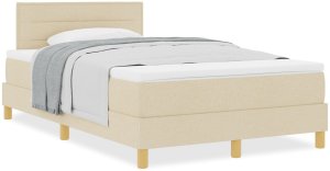 vidaXL Łóżko Box Spring z materacem kremowym 120x200 cm tkanina 4