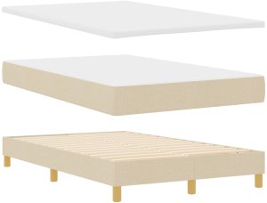 vidaXL Łóżko Box Spring z materacem kremowym 120x200 cm tkanina 6