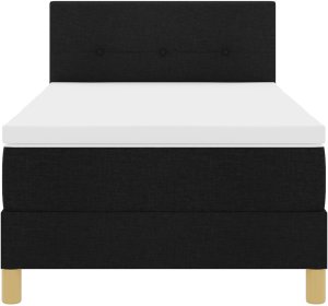 vidaXL Łóżko z box spring z materacem Czarne 100x200 cm Tkanina 8
