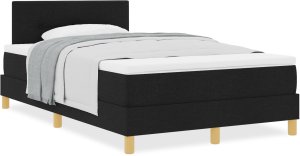vidaXL Łóżko sprężynowe z materacem Czarne 120x200 cm Tkanina 4