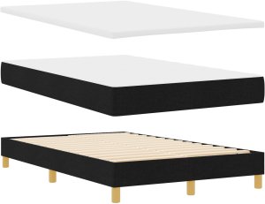 vidaXL Łóżko sprężynowe z materacem Czarne 120x200 cm Tkanina 6