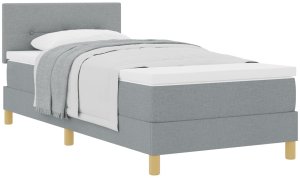 vidaXL Łóżko sprężynowe z materacem Jasnoszary 90x200 cm Tkanina 2