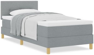vidaXL Łóżko sprężynowe z materacem Jasnoszary 90x200 cm Tkanina 4
