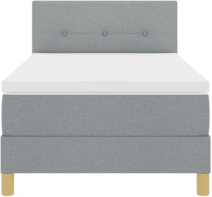 vidaXL Łóżko sprężynowe z materacem Jasnoszary 90x200 cm Tkanina 8