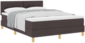 vidaXL Łóżko z materacem w ciemnym brązie 140x200 cm z tkaniny 2